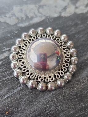 Silver 925 Dome Filigree Women’s Brooch - Silver 925